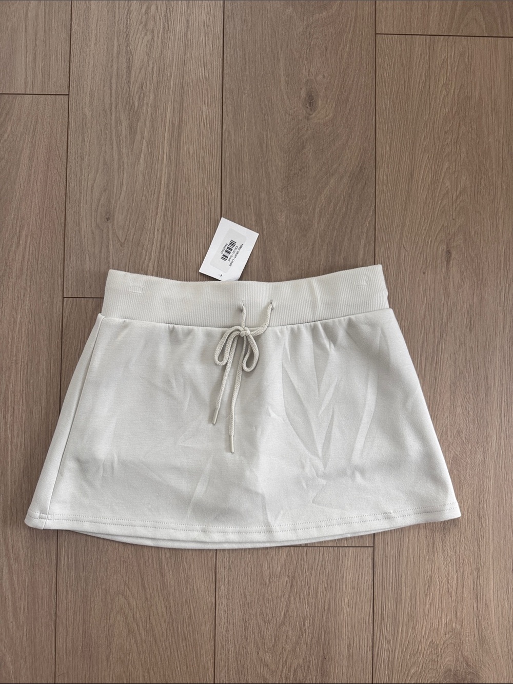 Women's White Drawstring Mini Skirt